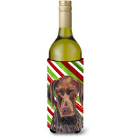 German Shorthaired Pointer   Holiday Christmas Wine Bottle Beverage Insulator Beverage Insulator Hugger