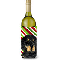 Gordon Setter Candy Cane Holiday Christmas Wine Bottle Beverage Insulator Beverage Insulator Hugger