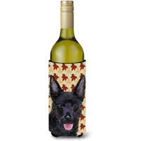 Australian Kelpie Fall Leaves Portrait Wine Bottle Beverage Insulator Beverage Insulator Hugger