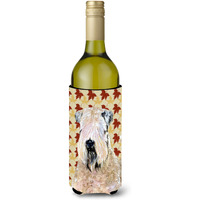 Wheaten Terrier Soft Coated Fall Leaves Portrait Wine Bottle Beverage Insulator Beverage Insulator Hugger