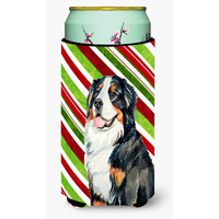 Bernese Mountain Dog Candy Cane Holiday Christmas  Tall Boy Beverage Insulator Beverage Insulator Hugger