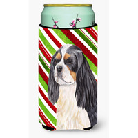 Cavalier Spaniel Candy Cane Holiday Christmas  Tall Boy Beverage Insulator Beverage Insulator Hugger