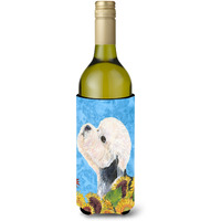 Dandie Dinmont Terrier in Summer Flowers Wine Bottle Beverage Insulator Beverage Insulator Hugger