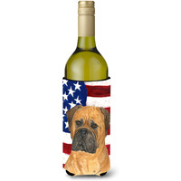 USA American Flag with Bullmastiff Wine Bottle Beverage Insulator Beverage Insulator Hugger
