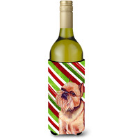 Brussels Griffon Candy Cane Holiday Christmas Wine Bottle Beverage Insulator Beverage Insulator Hugger