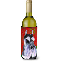 Schnauzer Snowflakes Holiday Christmas Wine Bottle Beverage Insulator Beverage Insulator Hugger