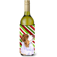 Australian Shepherd Candy Cane Holiday Christmas Wine Bottle Beverage Insulator Beverage Insulator Hugger