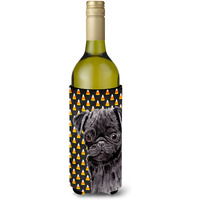 Pug Candy Corn Halloween Portrait Wine Bottle Beverage Insulator Beverage Insulator Hugger SC9176LITERK