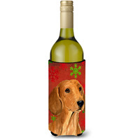 Dachshund Snowflakes Holiday Christmas Wine Bottle Beverage Insulator Beverage Insulator Hugger