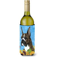 Boxer in Summer Flowers Wine Bottle Beverage Insulator Beverage Insulator Hugger