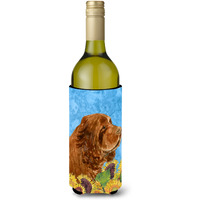 Sussex Spaniel in Summer Flowers Wine Bottle Beverage Insulator Beverage Insulator Hugger