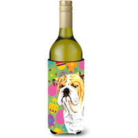 Bulldog English Easter Eggtravaganza Wine Bottle Beverage Insulator Beverage Insulator Hugger SC9454LITERK
