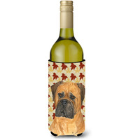 Bullmastiff Fall Leaves Portrait Wine Bottle Beverage Insulator Beverage Insulator Hugger