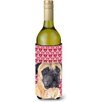 Mastiff Hearts Love and Valentine's Day Portrait Wine Bottle Beverage Insulator Beverage Insulator Hugger