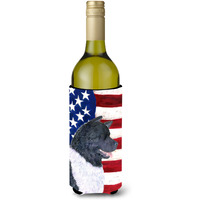 USA American Flag with Akita Wine Bottle Beverage Insulator Beverage Insulator Hugger