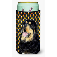 Tibetan Mastiff Candy Corn Halloween Portrait  Tall Boy Beverage Insulator Beverage Insulator Hugger