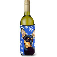 Min Pin Winter Snowflakes Holiday Wine Bottle Beverage Insulator Beverage Insulator Hugger