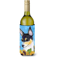 Fox Terrier in Summer Flowers Wine Bottle Beverage Insulator Beverage Insulator Hugger SS4151LITERK