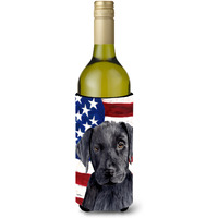 USA American Flag with Labrador Wine Bottle Beverage Insulator Beverage Insulator Hugger SC9012LITERK