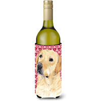 Labrador Yellow Hearts Love Valentine's Day Wine Bottle Beverage Insulator Beverage Insulator Hugger