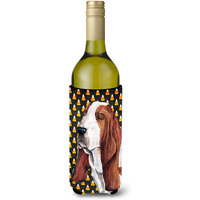 Basset Hound Candy Corn Halloween  Wine Bottle Beverage Insulator Beverage Insulator Hugger