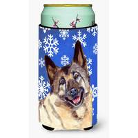 Norwegian Elkhound Winter Snowflakes Holiday  Tall Boy Beverage Insulator Beverage Insulator Hugger