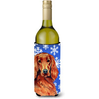 Irish Setter Winter Snowflakes Holiday Wine Bottle Beverage Insulator Beverage Insulator Hugger