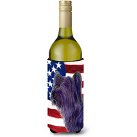 USA American Flag with Skye Terrier Wine Bottle Beverage Insulator Beverage Insulator Hugger
