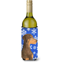 Doberman Winter Snowflakes Holiday Wine Bottle Beverage Insulator Beverage Insulator Hugger SS4617LITERK
