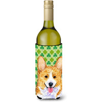 Corgi St. Patrick's Day Shamrock  Wine Bottle Beverage Insulator Beverage Insulator Hugger
