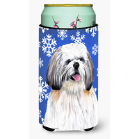 Shih Tzu Winter Snowflakes Holiday  Tall Boy Beverage Insulator Beverage Insulator Hugger