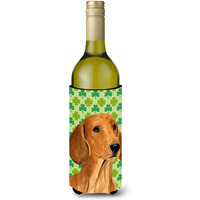 Dachshund St. Patrick's Day Shamrock  Wine Bottle Beverage Insulator Beverage Insulator Hugger