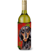 Dachshund  Snowflakes Holiday Christmas Wine Bottle Beverage Insulator Beverage Insulator Hugger