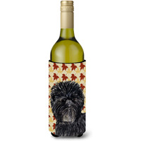 Affenpinscher Fall Leaves Portrait Wine Bottle Beverage Insulator Beverage Insulator Hugger