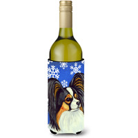 Papillon Winter Snowflakes Holiday Wine Bottle Beverage Insulator Beverage Insulator Hugger