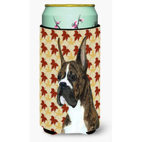 Boxer Brindle Fall Leaves Portrait  Tall Boy Beverage Insulator Beverage Insulator Hugger