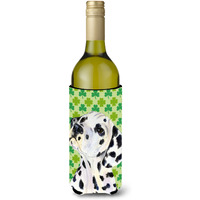 Dalmatian St. Patrick's Day Shamrock  Wine Bottle Beverage Insulator Beverage Insulator Hugger