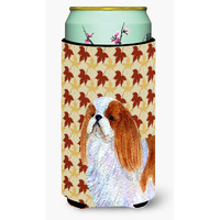 English Toy Spaniel Fall Leaves Portrait  Tall Boy Beverage Insulator Beverage Insulator Hugger