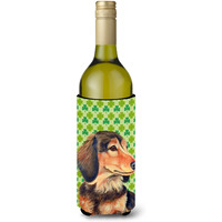 Dachshund St. Patrick's Day Shamrock  Wine Bottle Beverage Insulator Beverage Insulator Hugger