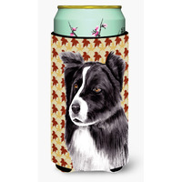 Border Collie Fall Leaves Portrait  Tall Boy Beverage Insulator Beverage Insulator Hugger