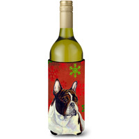 French Bulldog Snowflakes Holiday Christmas Wine Bottle Beverage Insulator Beverage Insulator Hugger
