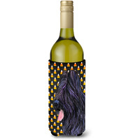 Briard Candy Corn Halloween Portrait Wine Bottle Beverage Insulator Beverage Insulator Hugger