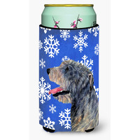 Irish Wolfhound Winter Snowflakes Holiday  Tall Boy Beverage Insulator Beverage Insulator Hugger