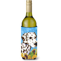 Dalmatian in Summer Flowers Wine Bottle Beverage Insulator Beverage Insulator Hugger SS4238LITERK