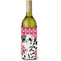 Dalmatian Hearts Love and Valentine's Day Portrait Wine Bottle Beverage Insulator Beverage Insulator Hugger