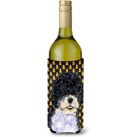 Portuguese Water Dog Candy Corn Halloween Portrait Wine Bottle Beverage Insulator Beverage Insulator Hugger