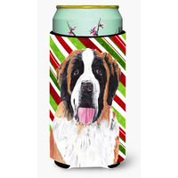 Saint Bernard Candy Cane Holiday Christmas  Tall Boy Beverage Insulator Beverage Insulator Hugger