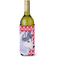 Siberian Husky Hearts Love Valentine's Day Wine Bottle Beverage Insulator Beverage Insulator Hugger