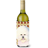 Bichon Frise Fall Leaves Portrait Wine Bottle Beverage Insulator Beverage Insulator Hugger SS4330LITERK