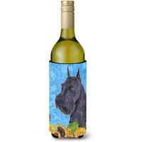 Schnauzer in Summer Flowers Wine Bottle Beverage Insulator Beverage Insulator Hugger SS4156LITERK
